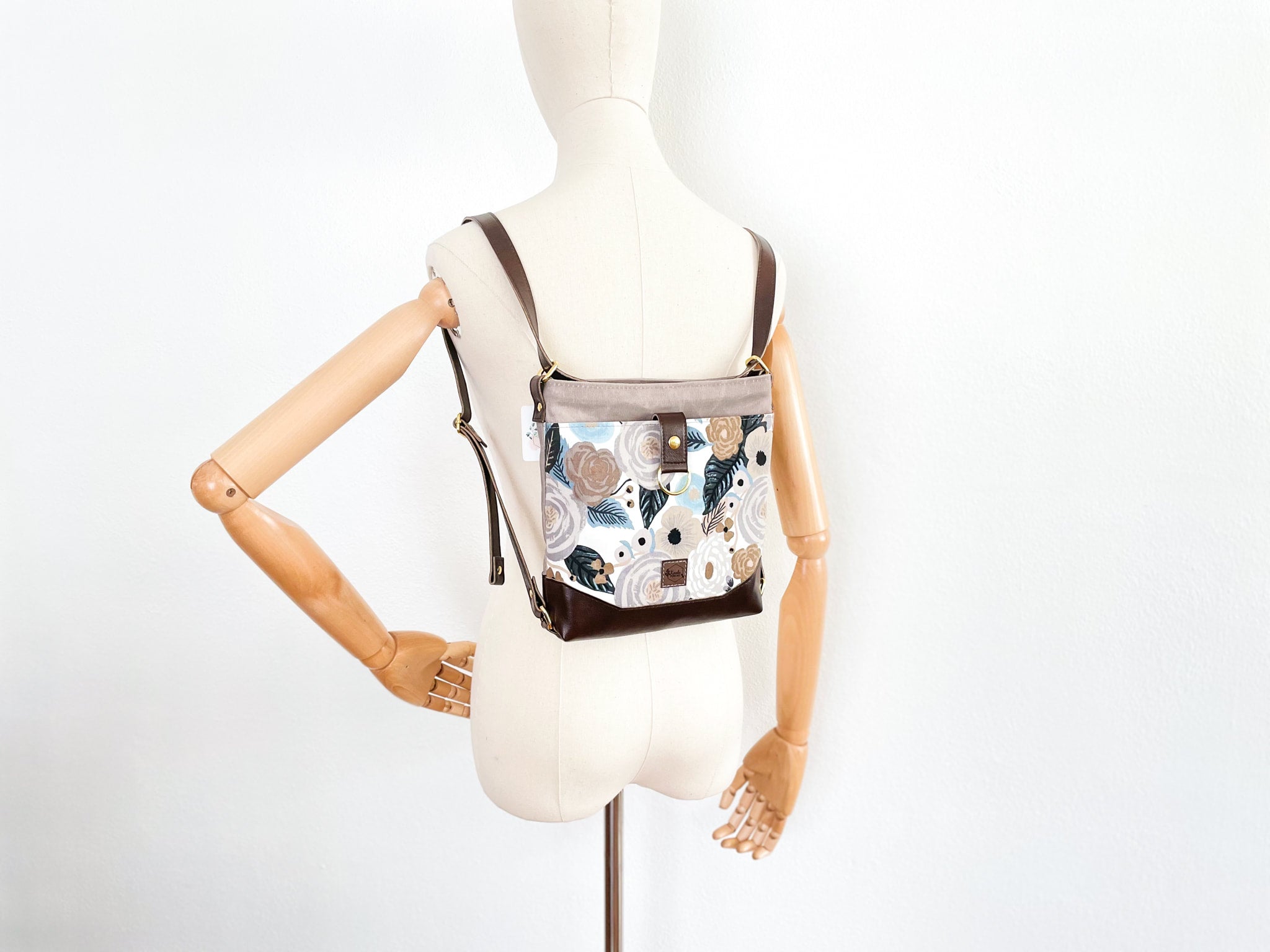 Made-to-order, The Gabriella Convertible Backpack & Crossbody Bag, Linen  Juliet Rose Fabric