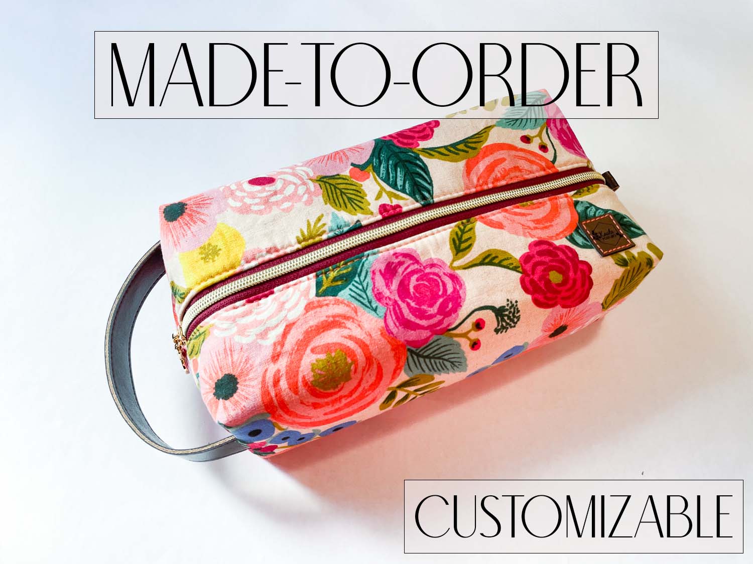 Made-to-order | The Riley Small Toiletry Bag | Cream Juliet Rose Fabric