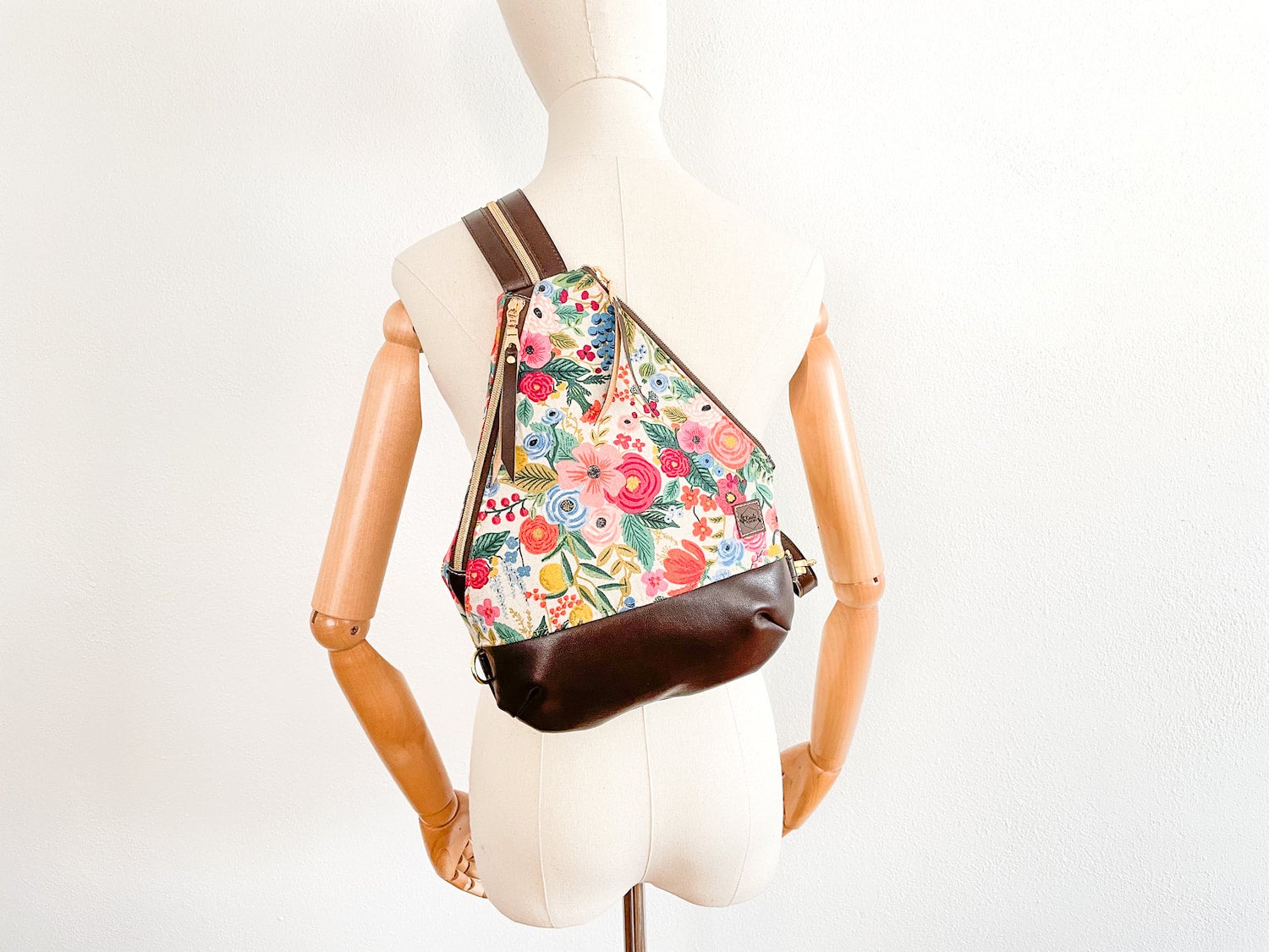 Hand-painted Canvas Convertible Backpack Tote Bag for Women 
